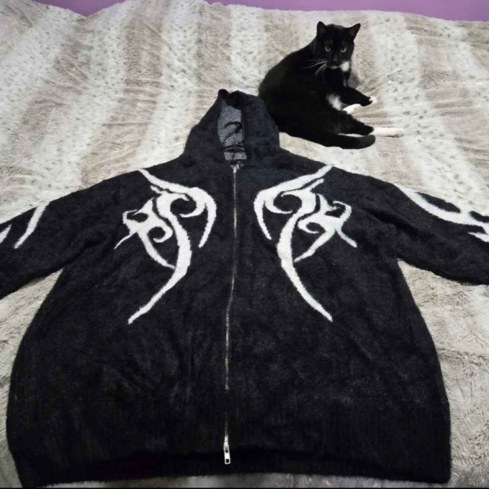 Black and White Hooded Sweater